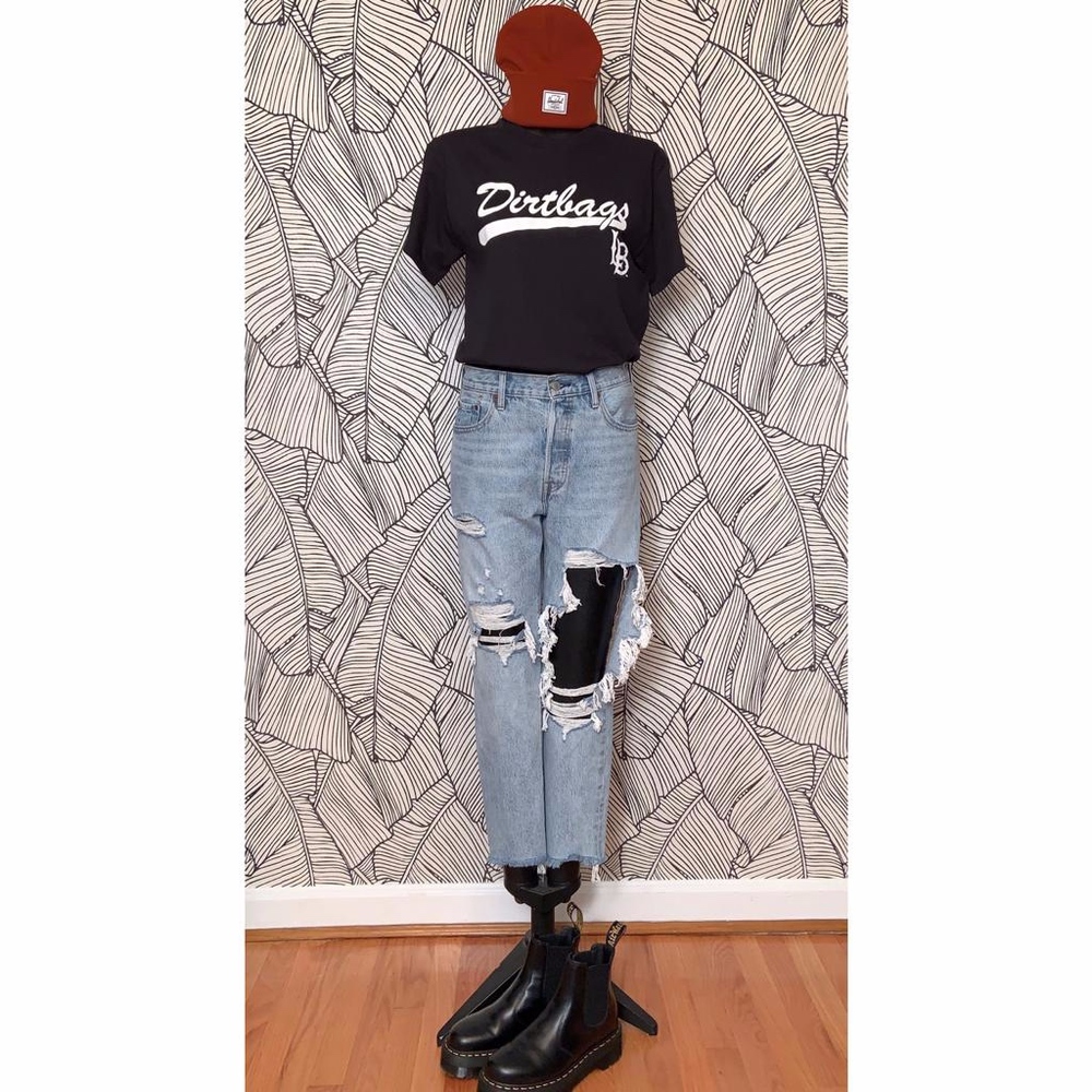 Levi's Distressed High Waist Mom Jeans